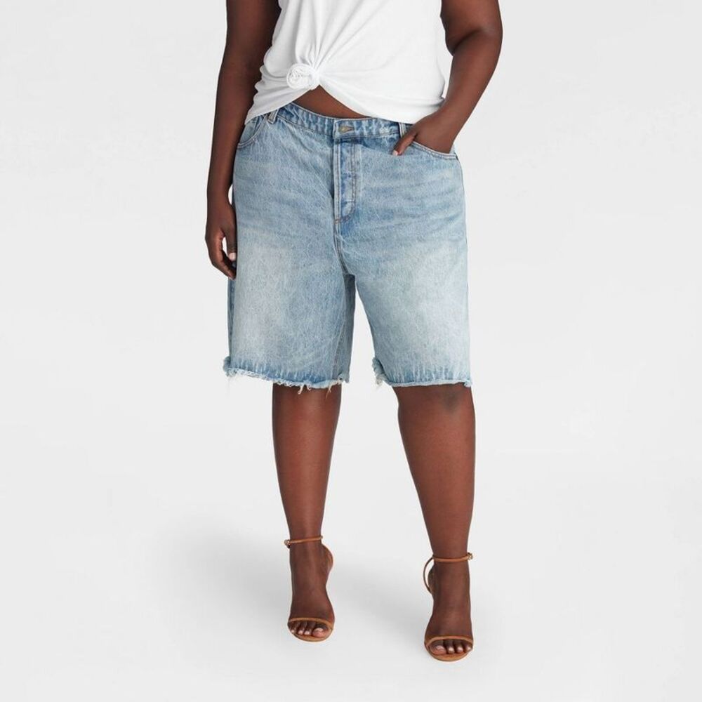 Plus Size Light Wash Denim Jean Shorts